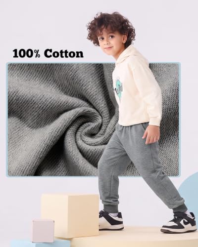 Image of GFQLONG Toddler Boys 2 Pack Cotton Active Jogger Sweatpants,Kids Casual Athletic Solid Pocket Pull On Pants