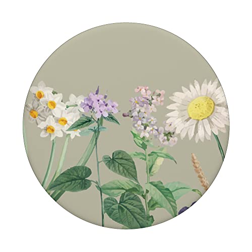 Cute Wildflower Watercolor Summer Flowers PopSockets Swappable PopGrip, Black - Image 3