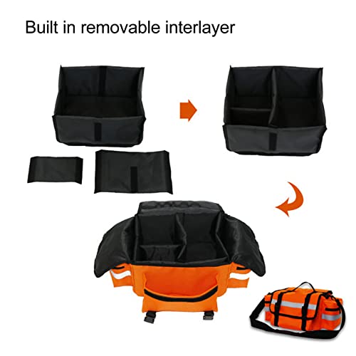 Image of Topyond First Aid Responder Bag, 17.7 inch 11.8 inch 7.5 inch Professional Trauma Kit Carrier with Multiple Compartments, Lightweight and Durable for EMS and Paramedics Deluxe(Orange)