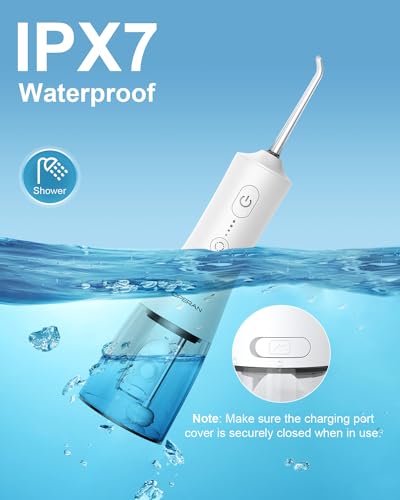 Image of Operan Water Flossers for Teeth Cleaning Upgraded 300ml Cordless Water Dental Flossers Rechargeable Oral Irrigator with 4 Modes 4 Jet Tips IPX7 Waterproof Water Floss for Home Travel (White)+1Pack