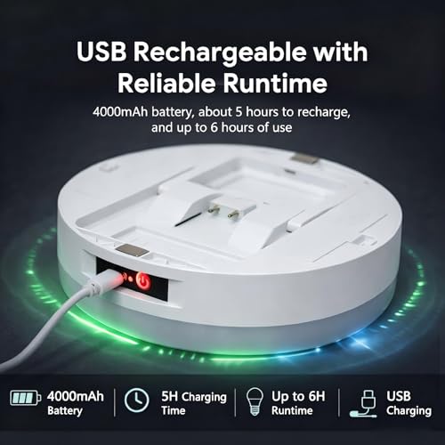 NCBNCB E27 UFO LED Camping Light Bulb,5000LM 30W 195W Equiv 7Inch 8500K White Light,4000mAh USB Rechargeable Tent Lantern Magnet Hook SOS,Portable Emergency Light Camping Garage Power Outage Household - image 5