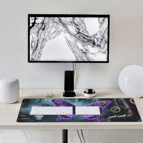 Tapis de souris de jeu papillons violets avec surface imperméable et base antidérapante - 7