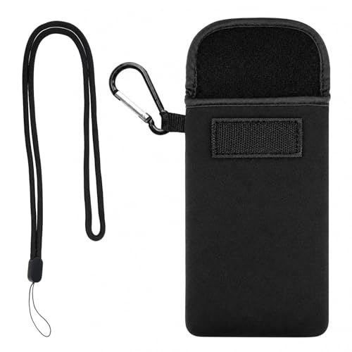 Image of Talinco Universal Black Neoprene Phone Pouch with Carabiner & Lanyard