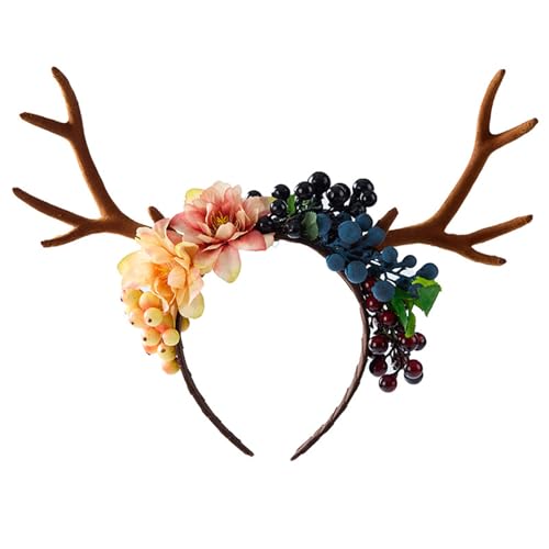 Serre-tête punk floral bois de cerf aux finitions soignées pour shooting photo d'exception