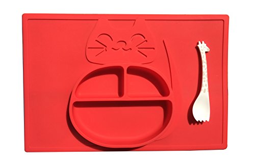 PLAYTEMAT Plato para bebe  Mantelito individual para niños - Plato de silicona - Mantel con Plato  Plato -Mantel  bandeja para trona