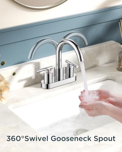 Image of FORIOUS Centerset Chrome Bathroom Faucet 4 Inch, Mirror Faucet Commercial