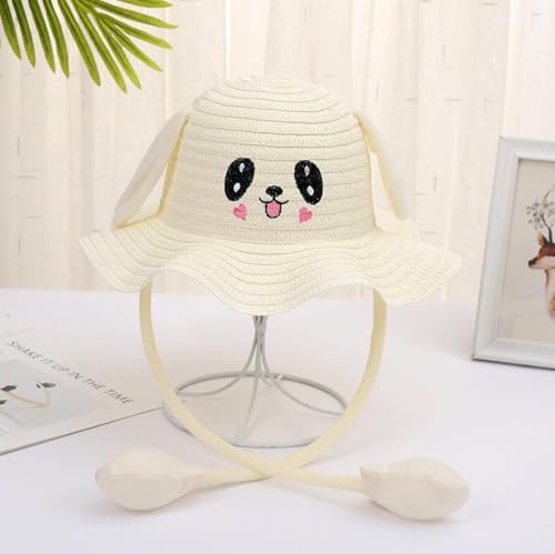 ITODA Kids Bunny Sun Hat with Moving Ears Straw Jumping Ear Funny Cute Bucket Summer Wide Brim Beach UPF 50+UV Protection Cap4