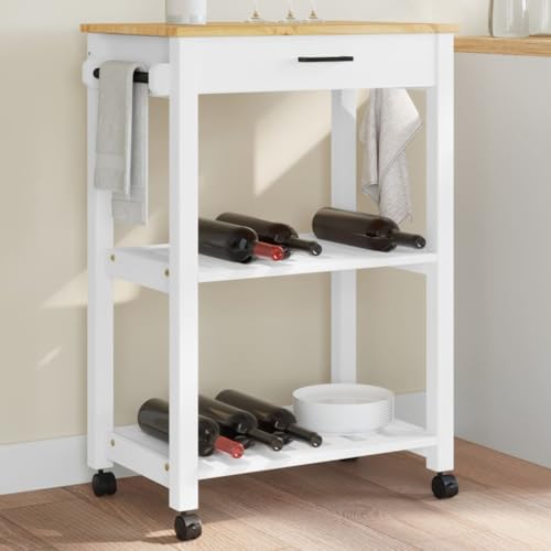Gecheer Carrito de Cocina Monza Madera Maciza de Pino 60x40x90 cm,Carrito verdulero para Cocina,Carrito Auxiliar Multiuso,Carros de Servicio,RY-2