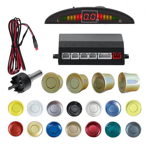 Image of Parking Sensor Kit Backup Sensor Kit Reverse Sensor for Car 18 Color Options for Probes Adjustable Alarm Volume Professional Sensore de Reversa para Carro Safe Driving Assistant（Gold）