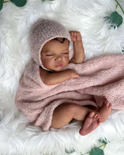 Muñeca Reborn Negra Realista de 18 pulgadas con cuerpo de tela miniatura 2