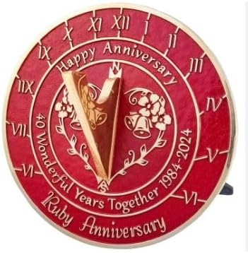 Generic Garden Sundial Clock, Outdoor Timepiece for Yard and Garden Decor, Gift of 40 Years Anniversarry,Piece of 1, Best Design, Medium, Red