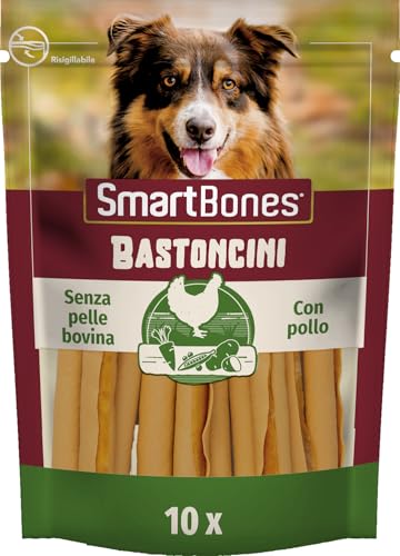 SmartBones Sticks da masticare - Snack per cani con pollo e verdure, bastoncini da masticare dalla consistenza morbida, senza pelle bovina, 10 pezzi