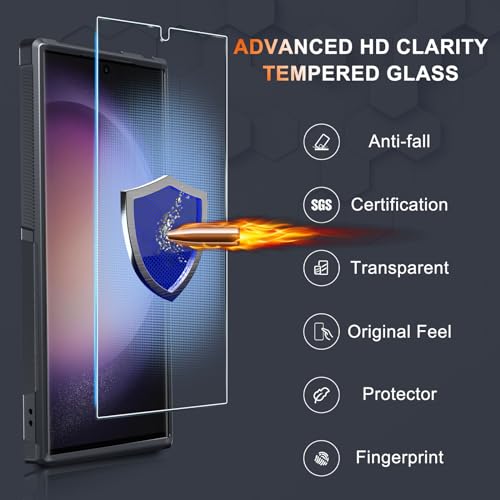 RMOCR Case for Samsung Galaxy S25 Ultra, Full Body Heavy Duty Rugged Shockproof Protective Phone Cover with Lanyard Strap, Tempered Glass Screen Protector and Camera Lens Cover, Black Matte by RMOCR - Used condition - Image 5