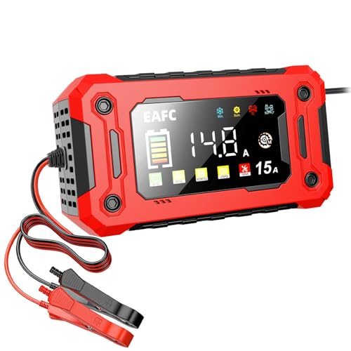 12V/24V Battery Charger,15A, Fit for Cars, Trucks, Motorcycles, Lawn Mowers, Boats, Supports Lead-Acid, LiFeO4 Batteries