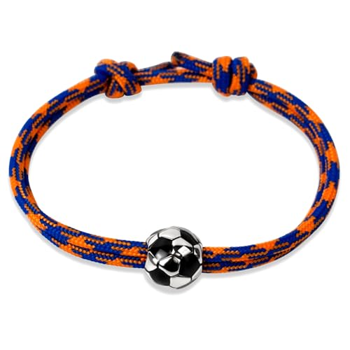 Ernestine - Bracelet Football réglable acier inoxydable - Idée cadeau foot homme enfant - Bracelet sport Foot - Cadeau Homme Noël anniversaire fête des...