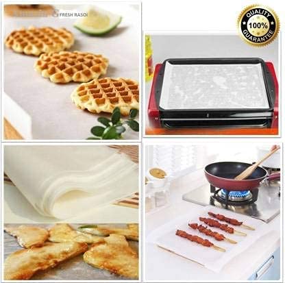 Butter Paper Sheets and Silicon Brush Non Stick Grease Proof Baking Paper for Baking Cooking Wrapping Grilling Steaming Frying White 10 x 10 Pack of 200 2