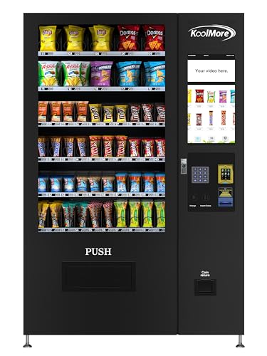 KoolMore KM-NRVMCB-50 Snack Vending Machine, Credit Card Reader, and Bill acceptor with 22 Inch Black, 60 Slots/Non-Refrigerated with Touch Screen