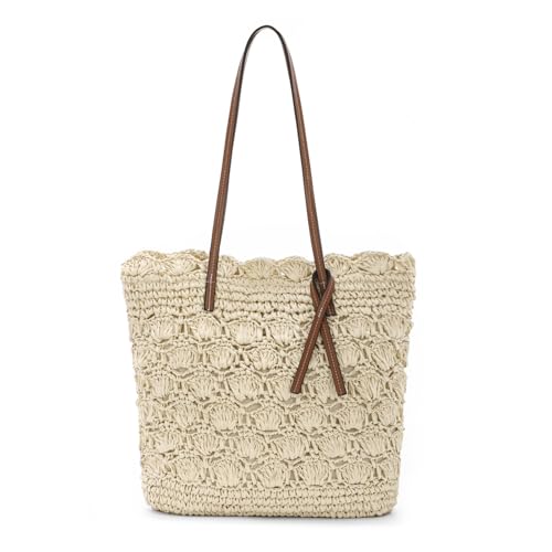 Sac en paille plage boho grand format pour vacances et voyage