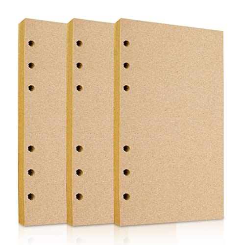 Papier de recharge A5, lot de 3 feuilles de papier rechargeables, papier kraft, papier vierge de recharge 6 trous, papier de remplissage de dossier 135 feuilles 270 pages, planificateur de notes A5 Cover
