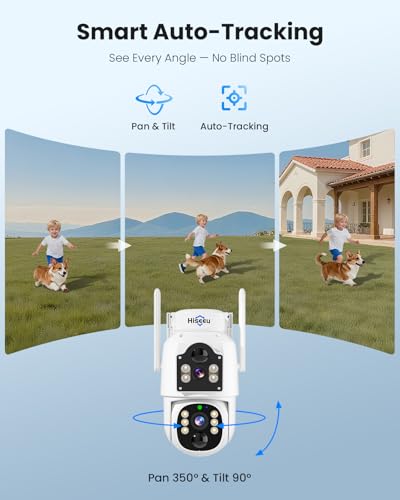 Hiseeu Wireless Solar Camera Outdoor 4MP Dual Lens, Wireless Home Security Camera 5G & 2.4G WiFi Pro, 360° PTZ, Motion Detection, Color Night Vision, IP66, 2-Way Audio, Auto Tracking, No Subscription - Thumbnail 2
