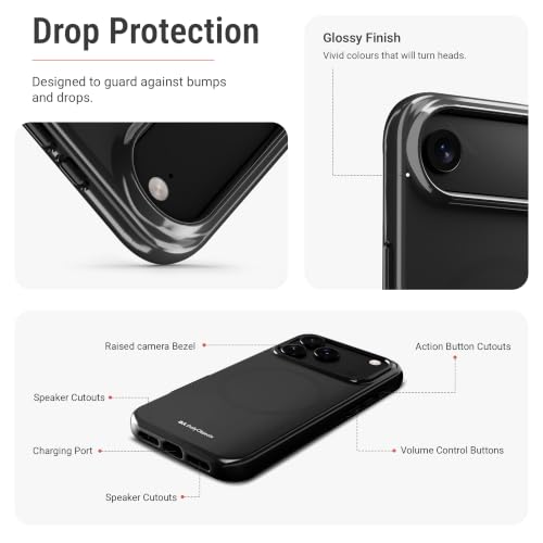 Image of DailyObjects Enamel Bumper MagSafe Case for iPhone Air Compatible with Mag-Safe Wireless Charging | Black Hybrid Magnetic Back Cover
