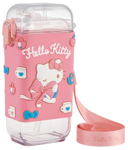 Bouteille d'eau avec paille Skater Hello Kitty pour l'école et les sorties