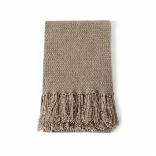 Écharpe en pur cachemire marron, un grand châle chaud à pompons à offrir - 2