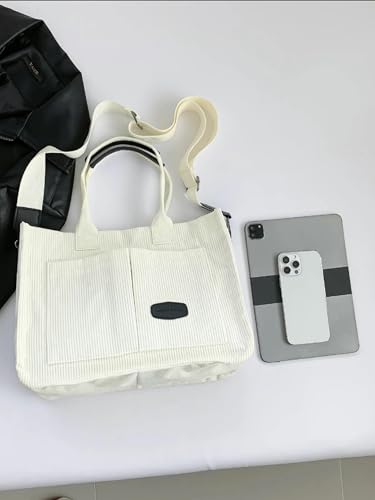 Image of Cherry Tote Bag for Women Canvas Patched Purse Cute Shoulder Bag Multi-Pocket Satchel Handbag for work travel