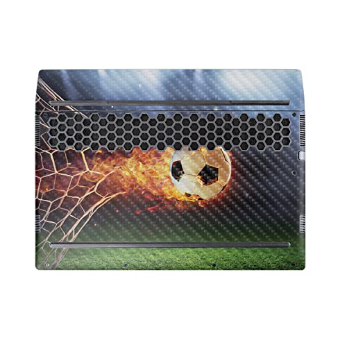 Image of MightySkins Carbon Fiber Skin Compatible with Alienware M17 R5 (2022) Full Wrap Kit - Flaming Soccer Ball | Protective, Durable Textured Carbon Fiber Finish | Easy to Apply | Made in The USA