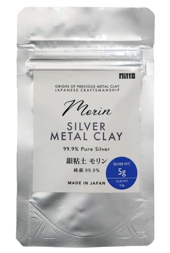 Nitto Morin Silver Metal Clay, 99.9% Pure Silver Weight 5g, Clay Weight 5.6g, Precious Metal Clay for Making Fine Silver Jewelry, Made in Japan
