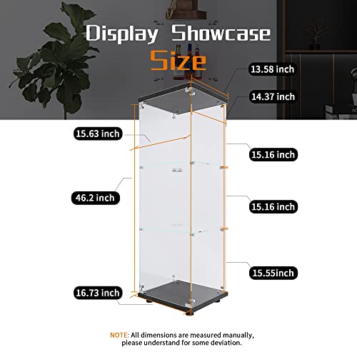 Image of Beauty4U Black Glass Display Cabinet, 3-Shelf Curio Cabinet
