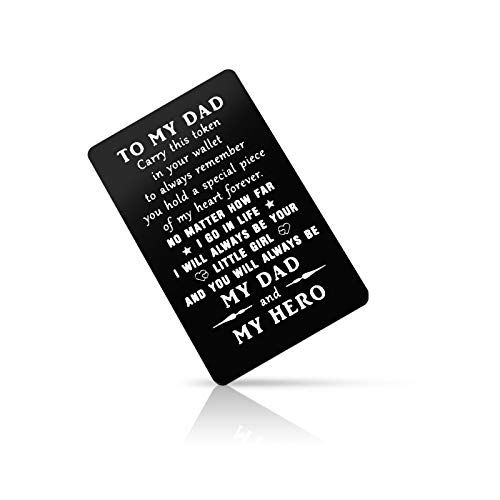 Baipilu Father Present from Daughter Metal Wallet Insert Card Birthday Gift for Dad Men Papa Engraved Wallet Insert Card Fathers Day Valentine's Day Wedding Gift for Dad Deployment Present