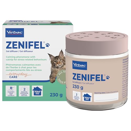 Zenifel VIRBAC 230 gr, diffusore di feromoni calmanti in Gel, con Erba gatta, per comportamenti legati allo Stress