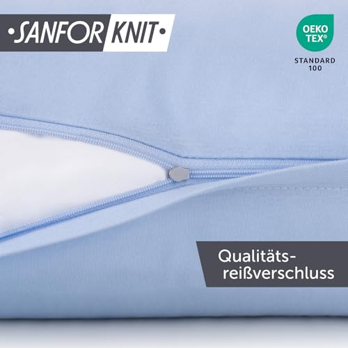 Blumtal Kissenbezug 40x40 cm (2er Set Kissenbezüge) - Blau - 100% Baumwoll-Jersey, Oeko-Tex Zertifiziert… – Ansicht 3