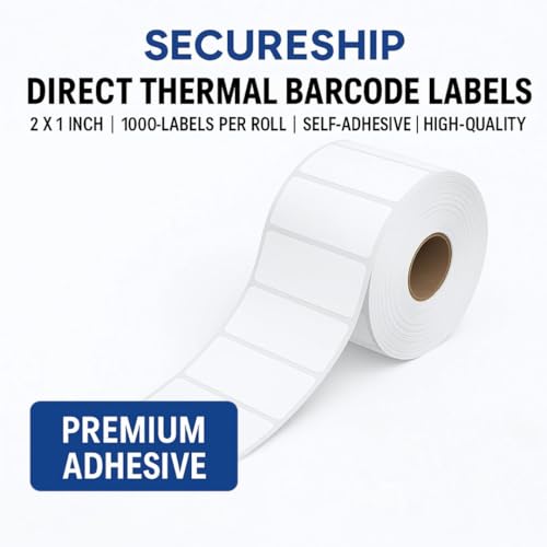 Image of 50x25 Direct Thermal Barcode Label Sticker - 2 x 1 inches - 50mm x 25mm - 1000 Labels Per Roll - White Self Adhesive Sticker for Printing Barcoding (8 Roll per Pack (8000 Labels))