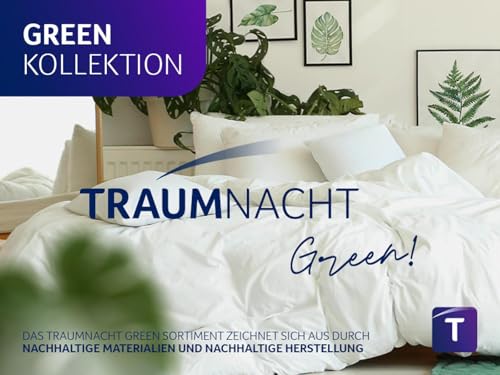 Traumnacht Green Bettenset - Ganzjahresbettdecke 135x200 cm + Kopfkissen 80x80 cm, nachhaltiges mit Bezug aus Microfaser, produziert nach deutschem Qualitätsstandard