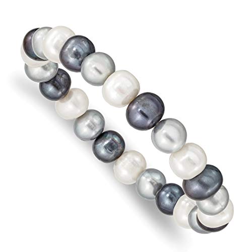 Ice Carats 8 9Mm Freshwater Cultured White/Platinum/Black Pearl Stretch Bracelet Gemstone Adjustable Wrap Fashion Jewelry For Women Gifts For Her #TOP6