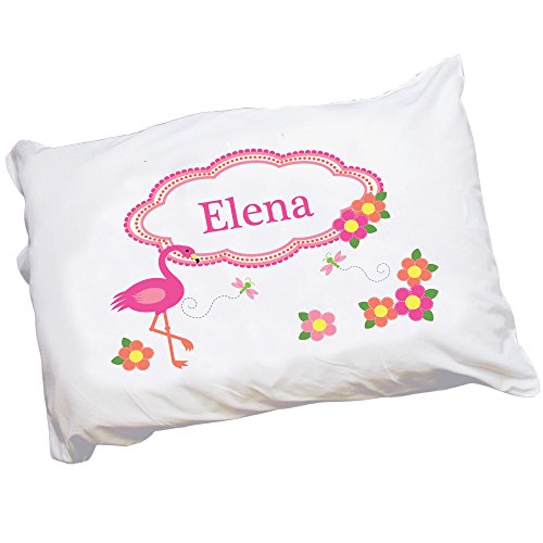 My Bambino Personalized Pink Flamingo Tropical Palm Pillowcase Bedding