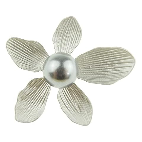 Glamour Girlz Faux Pearls Wedding Evening Petal Brooch Flower (Grey) Cover