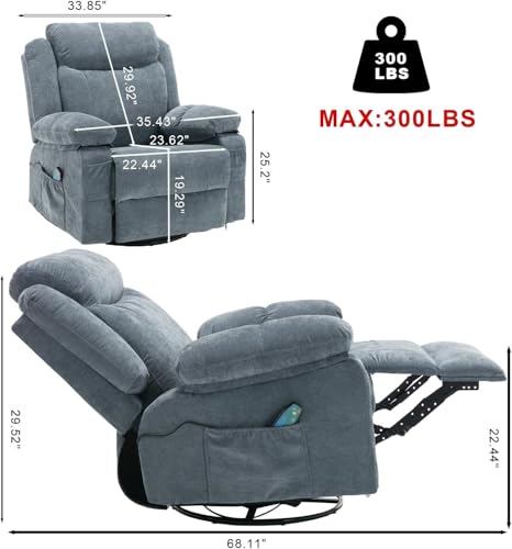 Sillón masaje reclinable eléctrico azul miniatura 2
