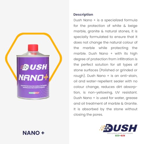 Image of Dush Nano+ Stain Protection for Marble and Granite | Advanced Sealant Guard Against Stains and Spills | Long-Lasting Marble and Granite Protector (500 ML)