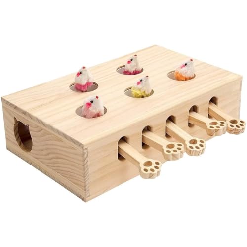 SENIURIS Giocattolo Pop Up Interattivo per Gatti - Whack-a-Mole in Legno Massello per Interni, Gattini e Topi SENIURIS Giocattolo Pop Up Interattivo per Gatti - Whack-a-Mole in Legno Massello per Interni, Gattini e Topi