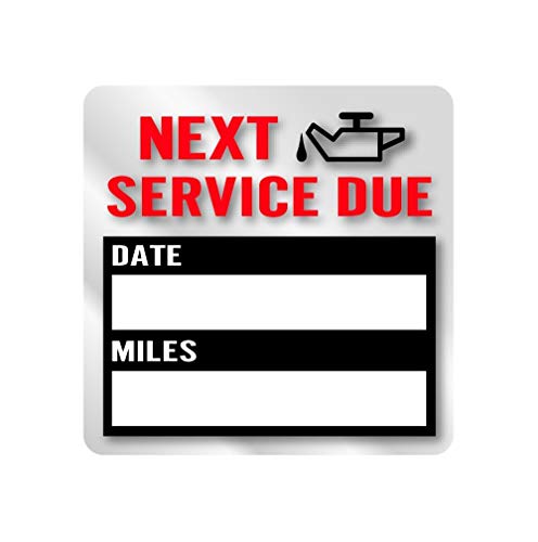 HYBSK 200pcs Transparent Oil Change/Service Reminder Stickers 2\"x2\" Premium Quality Clear PET Oil Change Stickers (Black)