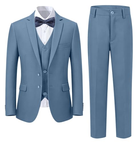 Image of Boys' Formal Suit 5 Piece Slim Fit Suits for Boy Kids Tuxedo Toddler Wedding Ring Bearer Outfit Teen Communion Dress
