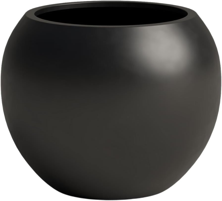 Small Black Fiberstone Sphere Planter for Indoor/Outdoor Use