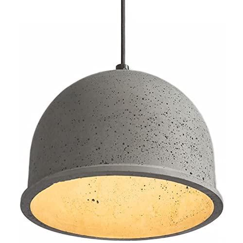TONGQI Moderna lámpara colgante de techo industrial E27, lámpara colgante de cúpula de hormigón en acabado gris, con pantalla de cemento para isla de cocina