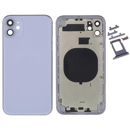 Chassis arriere en vitre pour iPhone 11 violet avec tiroir SIM et coque antichoc