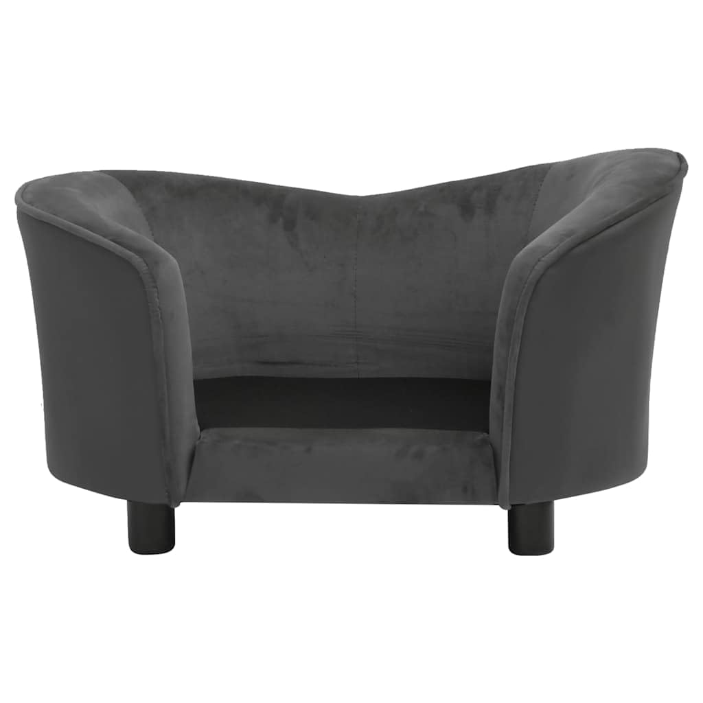 Hothingwell Ciemnoszara sofa dla psa 69x49x40 cm Pluszowa i sztuczna skóra