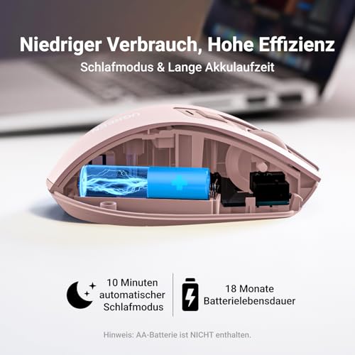 UGREEN 2.4G Maus kabellos mit 4000 DPI, Ergonomisches Design, Wireless Mouse mit USB Empfänger, 18 Monate Akkulaufzeit, funkmaus kompatibel mit Laptop Computer Windows macOS Linux(Rosa) 6