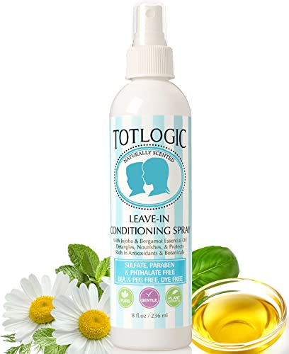TotLogic Kids Detangler Spray and Leave In Conditioner – Naturally Scented with Essential Oils – Original, 8 oz